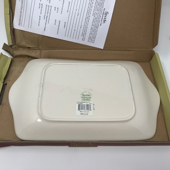 Spode 2017 Annual Dessert Tray Christmas Tree Rectangular With Handles New - Picture 3 of 7
